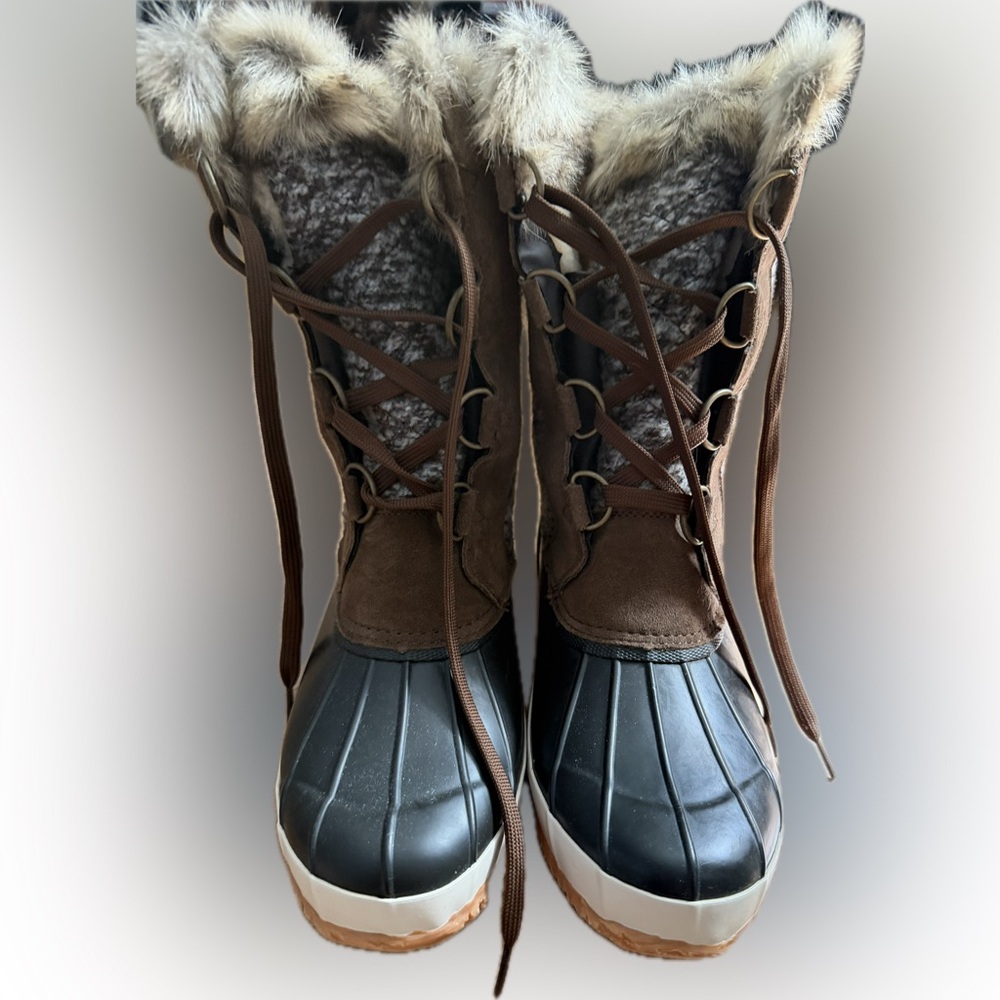 BearPaw Brown and Black Winter Boots with Fur Trim